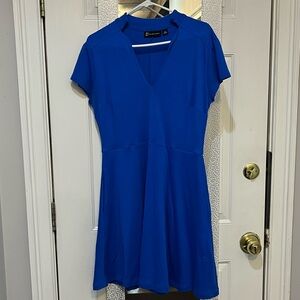 Elegant Blue V-Neck Dress